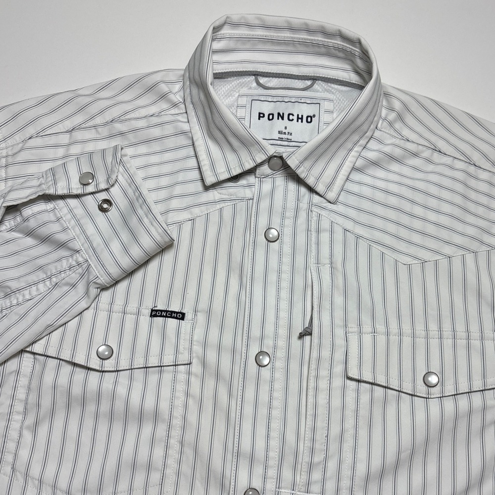 Poncho Slim Fit Striped Outdoors Men S Western Pearl Snap Performance Shirt